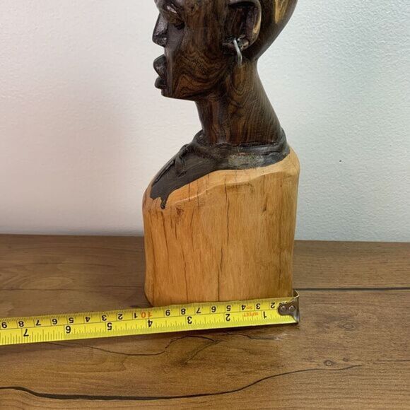 Carved Old African Solid Wood Carving Female Bust Figure Art Artwork - Picture 8 of 10